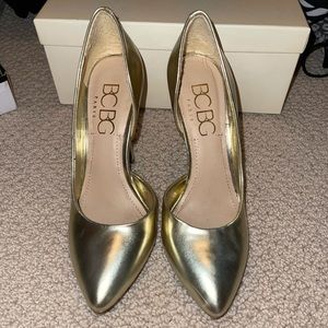 BCBG Gold Pumps